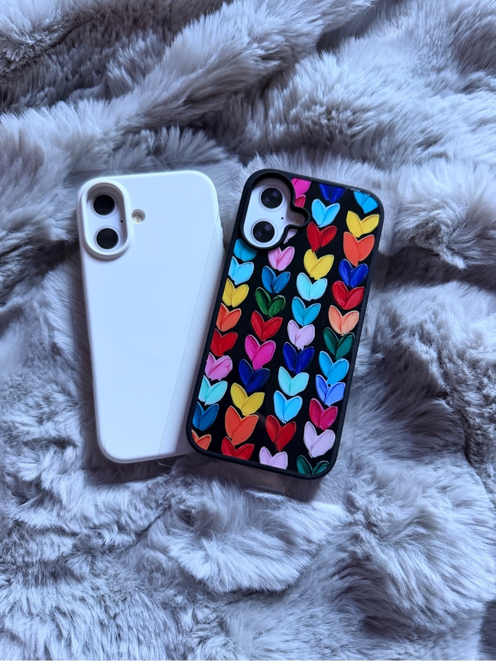 Multicolor iPhone 16 Heart Pattern Phone Case with White case - Brand Micase
